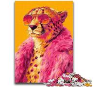 1000 Piece Jigsaw Puzzles for Teenagers Gifts Pink Leopard Coat 1000 Piece Puzzle,Staycation Kill Time with Fully Interlocking Randomly Shaped Pieces (38x26cm)