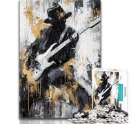 1000 Piece Jigsaw Puzzles for Teenagers Gifts Playing Guitar Oil Painting,learning Educational for Is Ideal As A Gift for The Whole Family (38x26cm)