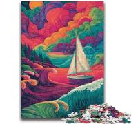 1000 Piece Jigsaw Puzzles for Teenagers Gifts Psychedelic Boat Learning Educational Toys Fun at Home Activities, Birthday Present,Travel Gifts 26x38cm