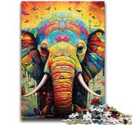 1000 Piece Jigsaw Puzzles for Teenagers Gifts Psychedelic Elephant Puzzles,Educational Stress Relief Toy Great Gifts And Toys (50x75cm)
