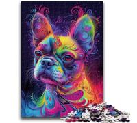 1000 Piece Jigsaw Puzzles for Teenagers Gifts Psychedelic French Bulldog Challenging Family Activity Games DIY Toy for Home Wall Decor Gifts 26x38cm