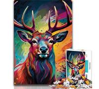 1000 Piece Jigsaw Puzzles for Teenagers Gifts Psychedelic Reindeer Teenager Puzzles,Educational Games Home Decoration Suitable for Desktop Decoration 75x50cm