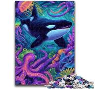 1000 Piece Jigsaw Puzzles for Teenagers Gifts Psychedelic Whale Toys Educational Games Stress Relieving Suitable for Desktop Decoration 26x38cm