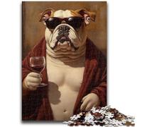 1000 Piece Jigsaw Puzzles for Teenagers Gifts Pug Drinking Red Wine Puzzles,Decompressing Intellectual Educational Toy Perfect Decoration (50x75cm)