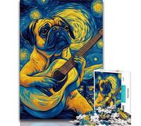 1000 Piece Jigsaw Puzzles for Teenagers Gifts Pug Playing Guitar Teenager Puzzles,Educational Games Home Decoration Unique Home Decor And Gifts (size 38x26cm)