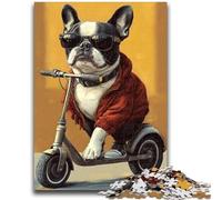 1000 Piece Jigsaw Puzzles for Teenagers Gifts Pug Playing Skateboard Teenager Puzzles,Educational Games Wall Decoration Unique Birthday And Xmas Gifts (26x38cm)