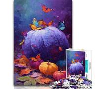 1000 Piece Jigsaw Puzzles for Teenagers Gifts Pumpkins And Blue Butterflies 1000 Piece Puzzle,Quiz Game Wall Decoration Unique Birthday And Xmas Gifts (size 75x50cm)