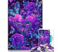 1000 Piece Jigsaw Puzzles for Teenagers Gifts Purple Butterfly 1000 Piece Puzzle,Staycation Kill Time with Fully Interlocking Randomly Shaped Pieces 38x26cm