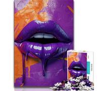 1000 Piece Jigsaw Puzzles for Teenagers Gifts Purple Lips,Stress Reliever Staycation Kill Time Parent-child Interaction 38x26cm