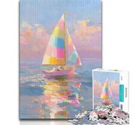 1000 Piece Jigsaw Puzzles for Teenagers Gifts Rainbow Sailboat 1000 Piece Puzzle,Unique Birthday And Gifts for And Age 14 Years Up 38x26cm