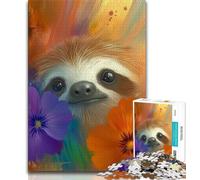 1000 Piece Jigsaw Puzzles for Teenagers Gifts Rainbow Sloth 1000 Pieces for Teenagers,Perfect for Game Nights, Colorful Toy for Home Gift (size 38x26cm)