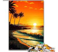 1000 Piece Jigsaw Puzzles for Teenagers Gifts Retro Beach Sunset, Family Game Stress Reliever Difficult Challenge Enhance Love between Couples (Size 26x38cm)