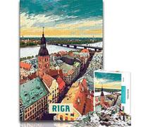 1000 Piece Jigsaw Puzzles for Teenagers Gifts Riga,Help The Brain Exercise Addictive Toys to Cultivate Patience Wall Decoration (38x26cm)