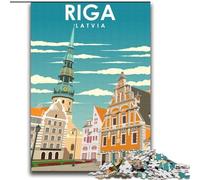 1000 Piece Jigsaw Puzzles for Teenagers Gifts Riga Latvia Travel Poster, for 14+ Challenging Game As A Gift for The Whole Family And Friends 75x100cm