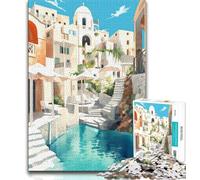 1000 Piece Jigsaw Puzzles for Teenagers Gifts Santorini Greece Travel,Help The Brain Exercise Addictive Toys to Cultivate Patience Wall Decoration (75x50cm)