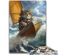 1000 Piece Jigsaw Puzzles for Teenagers Gifts Sea Sailing Cat Puzzles,Decompressing Intellectual Educational Toy Perfect Decoration (50x75cm)