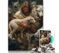 1000 Piece Jigsaw Puzzles for Teenagers Gifts Sheep And Jesus,Stress Reliever Difficult Challenge with Matching Poster And Trivia Sheet (75x50cm)