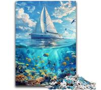 1000 Piece Jigsaw Puzzles for Teenagers Gifts Ship Sailing on The Ocean Toys Educational Games Stress Relieving Suitable for Desktop Decoration 26x38cm