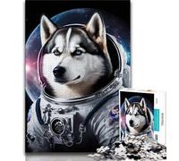 1000 Piece Jigsaw Puzzles for Teenagers Gifts Siberian Husky Astronaut 1000 Pieces for Teenagers,Stress Reliever Difficult Challenge Home Decoration Toys (size 75x50cm)