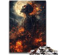 1000 Piece Jigsaw Puzzles for Teenagers Gifts Skeleton Under The Moon for Ages 14 And over For Family Fun & Game Night Gift Toys 26x38cm