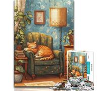 1000 Piece Jigsaw Puzzles for Teenagers Gifts Sleeping Cat Teenager Puzzles,Educational Games Wall Decoration Unique Birthday And Xmas Gifts 26x38cm