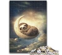 1000 Piece Jigsaw Puzzles for Teenagers Gifts Sloth on The Moon Stress Reliever Difficult Challenge Suitable for Desktop Decoration 50x75cm