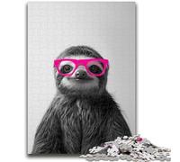 1000 Piece Jigsaw Puzzles for Teenagers Gifts Sloth Wearing Glasses Challenging Family Activity Games DIY Toy for Home Wall Decor Gifts 26x38cm