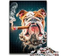 1000 Piece Jigsaw Puzzles for Teenagers Gifts Smoking Bulldog 1000 Piece Puzzle,Unique Birthday And Gifts for And Age 14 Years Up (38x26cm)