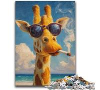 1000 Piece Jigsaw Puzzles for Teenagers Gifts Smoking Giraffe for Age 14+ Intellectual Game Christmas Birthday Gifts 50x75cm