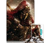 1000 Piece Jigsaw Puzzles for Teenagers Gifts Spartan Warrior Painting,Stress Reliever Difficult Challenge with Matching Poster And Trivia Sheet (75x50cm)