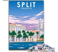 1000 Piece Jigsaw Puzzles for Teenagers Gifts Split Croatia City Poster, for 14+ Challenging Game As A Gift for The Whole Family And Friends 50x75cm