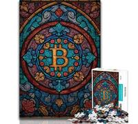 1000 Piece Jigsaw Puzzles for Teenagers Gifts Stained Glass Bitcoin Teenager Puzzles,Educational Games Home Decoration Unique Home Decor And Gifts (size 75x50cm)