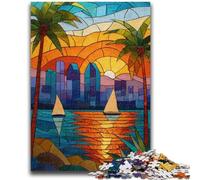 1000 Piece Jigsaw Puzzles for Teenagers Gifts Stained Glass City Challenging Family Activity Games DIY Toy for Home Wall Decor Gifts 50x75cm