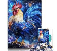 1000 Piece Jigsaw Puzzles for Teenagers Gifts Starry Sky Rooster Puzzles,Interesting Stress Reduction Parent-child Interaction (size 38x26cm)