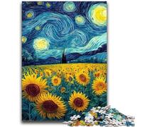 1000 Piece Jigsaw Puzzles for Teenagers Gifts Starry Sky Sunflower for Educational Game Challenge Toy Artists Collection, Fine Art 38x26cm