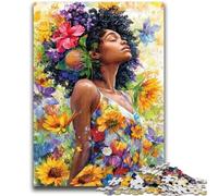 1000 Piece Jigsaw Puzzles for Teenagers Gifts Sunflower African Woman 1000 Piece Puzzle,Educational Games Home Decoration Suitable for Desktop Decoration (26x38cm)
