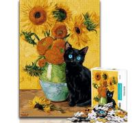 1000 Piece Jigsaw Puzzles for Teenagers Gifts Sunflower Cat 1000 Piece Jigsaw,Stress Reliever Staycation Kill Time Wishlist with Santa Claus (size 38x26cm)