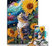1000 Piece Jigsaw Puzzles for Teenagers Gifts Sunflower Cat Teenager Puzzles,Educational Games Wall Decoration Unique Birthday And Xmas Gifts 26x38cm