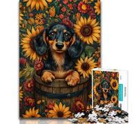 1000 Piece Jigsaw Puzzles for Teenagers Gifts Sunflower Dachshund 1000 Piece Puzzle,Decompressing Intellectual Educational Toy Birthday Gift (size 38x26cm)