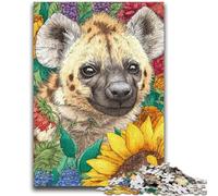 1000 Piece Jigsaw Puzzles for Teenagers Gifts Sunflower Hyena for Ages 14 And over For Family Fun & Game Night Gift Toys 26x38cm
