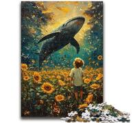 1000 Piece Jigsaw Puzzles for Teenagers Gifts Sunflowers And Whales Stress Reliever Difficult Challenge Suitable for Desktop Decoration 26x38cm
