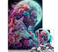 1000 Piece Jigsaw Puzzles for Teenagers Gifts The Wolf And The Girl Rose 1000 Pieces for Adults,Toys Educational Games Stress Relieving Unique Birthday And Gifts 26x38cm