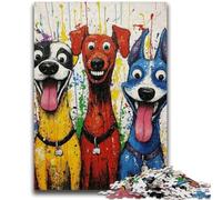 1000 Piece Jigsaw Puzzles for Teenagers Gifts Three Happy Dogs Learning Educational Toys Fun at Home Activities, Birthday Present,Travel Gifts 50x75cm