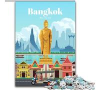 1000 Piece Jigsaw Puzzles for Teenagers Gifts Travel to Bangkok, for 14+ Challenging Game As A Gift for The Whole Family And Friends 26x38cm