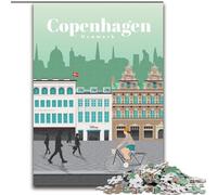 1000 Piece Jigsaw Puzzles for Teenagers Gifts Travel to Copenhagen, Family Activity Enhance Love between Couples for Age 14+ 50x75cm