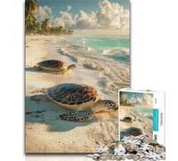 1000 Piece Jigsaw Puzzles for Teenagers Gifts Turtle on The Beach Jigsaw,Educational Games Home Decoration Suitable for Desktop Decoration (size 75x50cm)