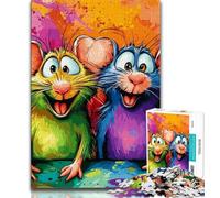 1000 Piece Jigsaw Puzzles for Teenagers Gifts Two Colorful Mice Teenager Puzzles,Educational Games Home Decoration Suitable for Desktop Decoration 75x50cm
