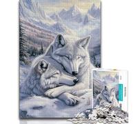 1000 Piece Jigsaw Puzzles for Teenagers Gifts Two White Wolves,Toys Educational Games Stress Relieving Enhance Love between Couples 38x26cm