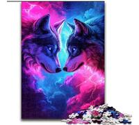 1000 Piece Jigsaw Puzzles for Teenagers Gifts TwoWolves,Stress Reliever Difficult Challenge with Matching Poster And Trivia Sheet 38x26cm