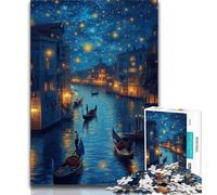 1000 Piece Jigsaw Puzzles for Teenagers Gifts Venice Under The Night Sky,Stress Reliever Staycation Kill Time Wishlist with Santa Claus (38x26cm)